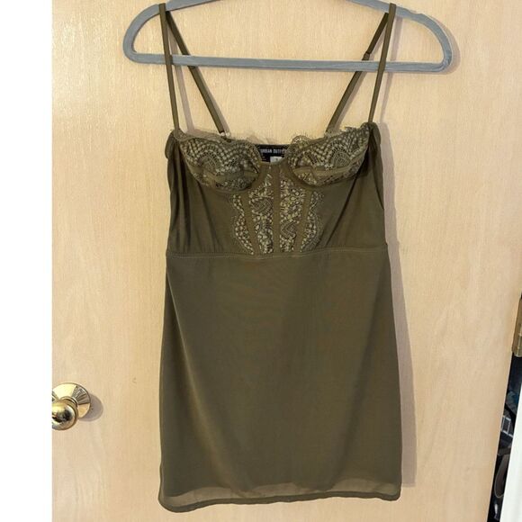 Urban Outfitters Light Before Dark Modern Love Olive Green Mini Dress - Small - Picture 2 of 7